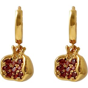 Pomegranate Earrings for Women, 18k Gold Plated Cubic Zirconia Pomegranate Hoop Earrings Jewelry Gifts in Kuwait
