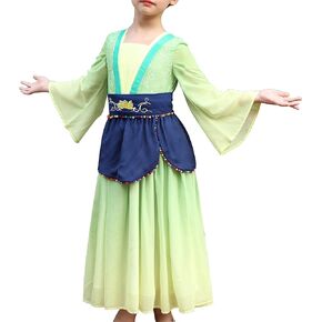 Sunny Fashion Girls Dress Hua Mulan Chinese New Year Hanfu Retro Embroidery
