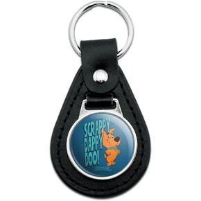 GRAPHICS & MORE Black Leather Scrappy Dappy Doo Keychain