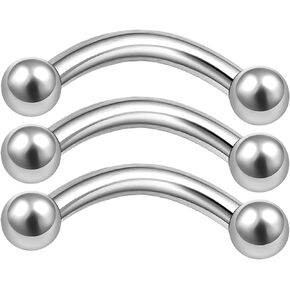 MATIGA 3Pcs Surgical Steel 20g-14g Curved Barbell Piercing Jewelry Lip Daith Tragus Cartilage Helix Rook Eyebrow More Choices