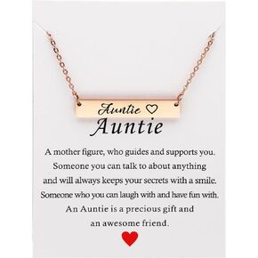 Auntie Letter Necklace Name Necklace for Aunt New Aunt Gift Auntie Gift from Niece Nephew Aunt Necklace with Message Gift Card