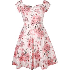 YARN & INK Retro Swing Dresses for Women 1950s Vintage Rockabilly Clothes Pinup Clothing Cocktail Party Dress