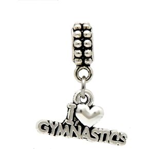 Dangle I Love Gymnastic Charm Bead for Charms Bracelets