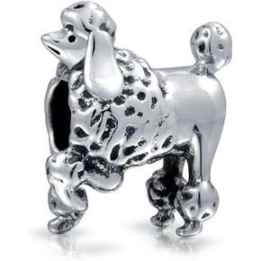 Pet Animal Lover BFF Floppy Ears Puppy Dog Show Poodle Yorkie Frenchie Chihuahua Bone Charm Bead For Women Teen Oxidized .925 Sterling Silver Fits European Bracelet