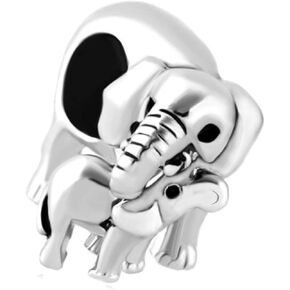Elephant Family Lucky Charm Compatible with Pandora Bracelets Neckalces Pendants Mom Child Women Daughter Niece Animal