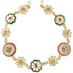THE OPAL FACTORY Traditional Rajasthani Gold Plated AD Minakari Floral Sheeshphool Matha patti in for Women and Girls in Saudi Arabia