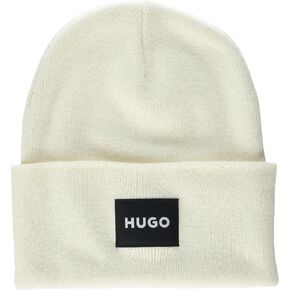 HUGO Men's Square Logo Cotton Blend Beanie
