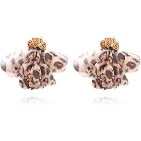 RCHENGYANUIMA Boho Chiffon Fabric Flower Floral Tassel Stud Earrings for Women Girls Wedding Gifts Jewelry