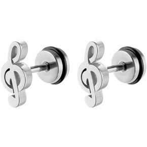 Vintage 16g Music Note Tiny Small Stud Earrings for Women Men Teen Girls Cartilage Tragus Cute Simple Stainless Steel Screw Back Little Studs Hypoallergenic Sleeper Piercing Post Fashion Jewelry Christmas Gifts 11mm