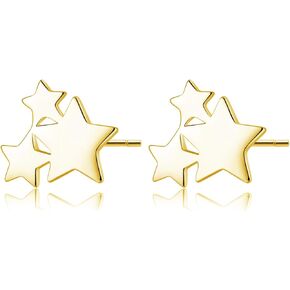 SLUYNZ Solid 925 Sterling Silver Star Earrings Studs for Women Teen Girls Small Star Post Studs Earrings