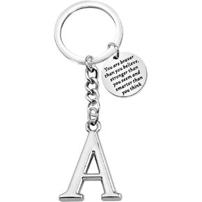 BNQL Letter Keychain Initial Alphabet Initial Letter Pendant with Key Ring Inspirational Gifts