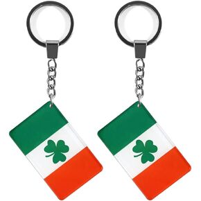 Ireland Irish Shamrock Flag Keychain Key Ring (2 Pack)