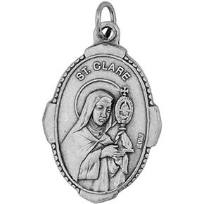 1" Saint Clare Medal with Prayer Card | Durable and Detailed Charm | Pendant Medal Carded with Prayer | Christian Jewelry