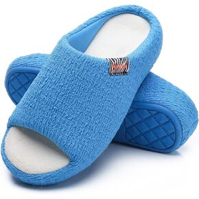 Soft Slippers for Women with Memory Foam Two-Tone Bedroom House Shoes with Rubber Sole Indoor