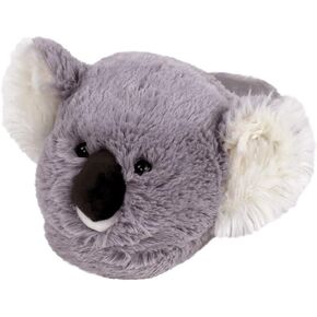 Fuzzy Koala Slippers - Gray Plush Bear House Shoes, 7.5-10.5 Women/6-9 Men