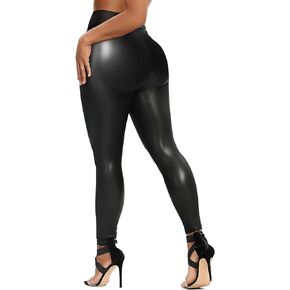 Faux Leather Leggings for Women High Waisted Leather Pants Tummy Control Stretch Pleather PU Pants Slim Yoga Plus Size