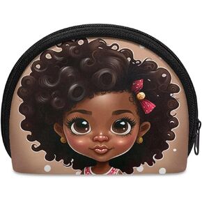 ZOUTAIRONG American Black Girls Coin Purse for Teen Girls Mini Pouch Women Wallet Makeup Bag Travel Trip Portable Clutch African Magic Princess Gifts Zipper Coin Holder