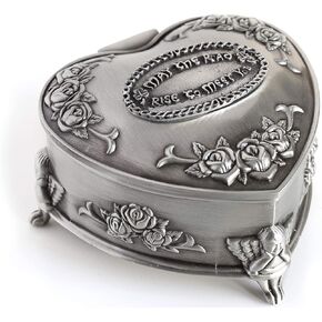 Irish Jewelry Box Heart-Shaped May the Road Rise Medallion Pewter Made in Ireland