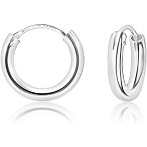 DTPsilver 925 من الفضة الإسترلينية صغيرة/صغيرة/متوسطة/كبيرة لا نهاية لها الأطواق/أقراط النوم - السمك 2 مم - القطر الخارجي: 10، 12، 14، 16، 18، 20، 25، 30، 35، 40، 50، 60، 70، 80 ملم