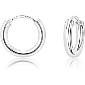 DTPsilver 925 Sterling Silver TINY/SMALL/MEDIUM/LARGE Endless Hoops/Sleepers Earrings - Thickness 2 mm - Outer Diameter: 10, 12, 14, 16, 18, 20, 25, 30, 35, 40, 50, 60, 70, 80 mm