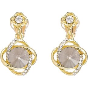 Dangle Clip On Earrings 14k Gold Clip On Cubic Zirconia