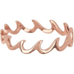 Pura Vida Silver or Rose Gold Wave Band Ring - .925 Sterling Silver, Plating Accessories Sizes 5-9