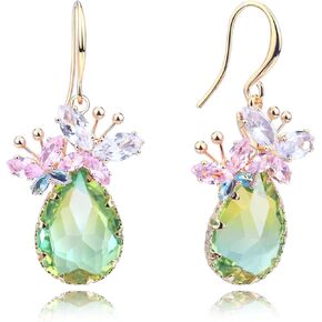 Crystal Teardrop Earrings CZ Butterfly Earrings Gold Dangle Earrings Jewelry Gift for Women
