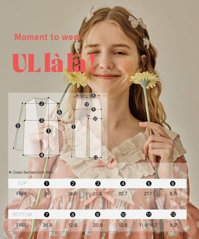 بيجامة للنساء من اولالا باكمام طويلة بتصميم كلاسيكي من القطن بتصميم لوليكات من قطعتين بلون زهري اندي من قطعتين، مقاس واحد، لون زهري اندي، مقاس واحد in Kuwait