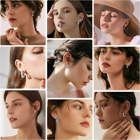 sanfenly الذهب والفضة أقراط القلائد للنساء مجموعة المجوهرات، أزياء هيبوالرجينيك لؤلؤة القلب فراشة هوب مسمار متدلية أقراط multipack، سلسلة الطبقات قلادة القلائد، اكسسوارات المجوهرات in Kuwait