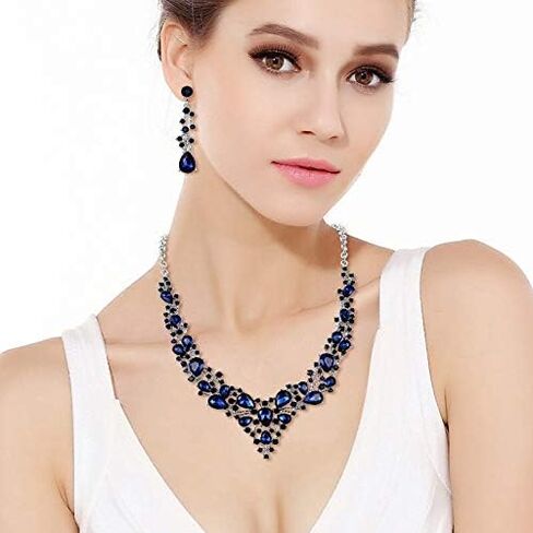 EVER FAITH Bridal Bride Jewelry Set Crystal Flower Leaf Vine Teardrop Wedding Necklace Earrings Set in Saudi Arabia