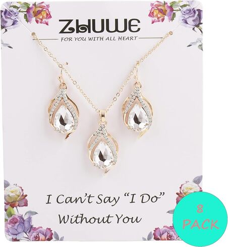 ZHUWE I Can't Say I Do Without You | 1 4 6 8 Sets Bridesmaid Jewelry Sets for Women Necklace and Earring Set for Wedding Gifts in Saudi Arabia