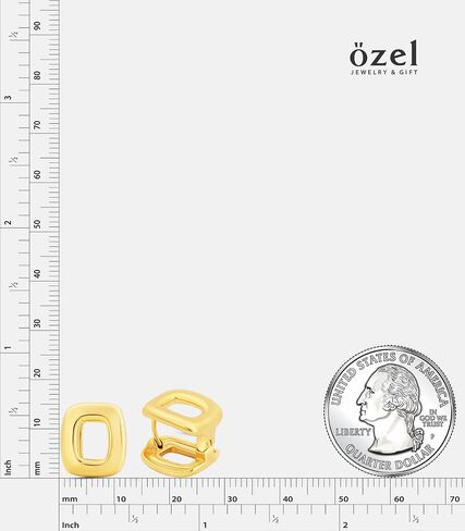 OZEL - أقراط هوجي هوب ذهبية للنساء - أقراط دائرية صغيرة مطلية بالذهب الحقيقي عيار 14 قيراط للفتيات in Saudi Arabia