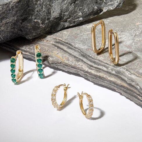 Welry 18mm Oval Hoop Earrings in 14K Yellow Gold in Kuwait