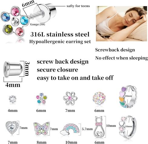 لويال لوك اقراط حلقية ملونة على شكل قلب للنساء من الستانلس ستيل, ستانلس ستيل, ستانلس ستيل in Kuwait