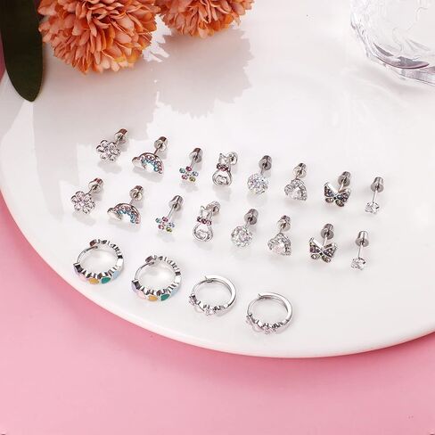 لويال لوك اقراط حلقية ملونة على شكل قلب للنساء من الستانلس ستيل, ستانلس ستيل, ستانلس ستيل in Kuwait