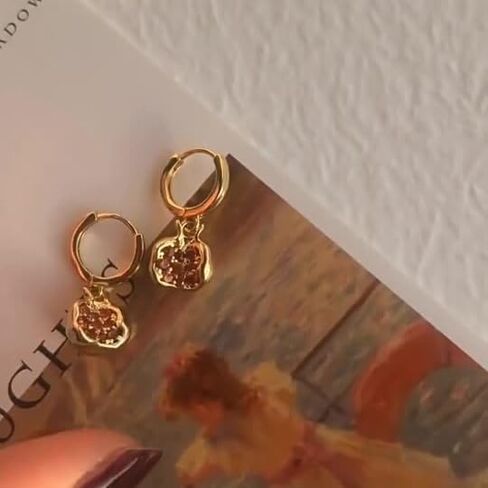 Pomegranate Earrings for Women, 18k Gold Plated Cubic Zirconia Pomegranate Hoop Earrings Jewelry Gifts in Kuwait