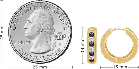 Round Cut Simulated Blue Sapphire With Cubic Zirconia Huggies Hoop Earrings in14K Gold Over Sterling Silver in Saudi Arabia
