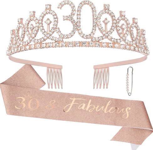 طقم تاج وشاح عيد الميلاد الرائع من CAVETEE باللون الذهبي الوردي 30 ومجموعة تاج وشاح الملكة لعيد الميلاد in Kuwait