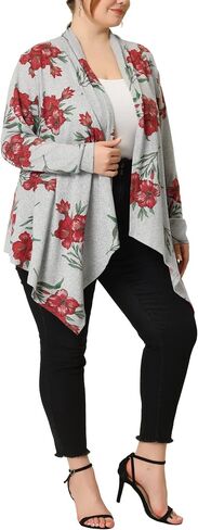 Agnes Orinda Plus Size Cardigan for Women Owl Flowy Print Loose Open Front Sweater Cardigans Halloween in Saudi Arabia