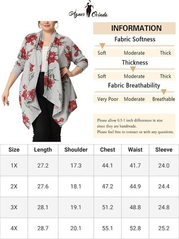 Agnes Orinda Plus Size Cardigan for Women Owl Flowy Print Loose Open Front Sweater Cardigans Halloween in Saudi Arabia