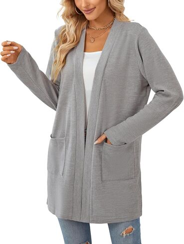 سترة QUALFORT الناعمة للنساء بأكمام طويلة مع جيوب in Kuwait