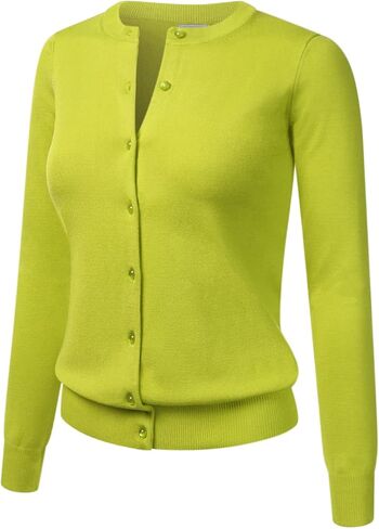 سترة نسائية كلاسيكية مريحة، قبة، زر جوهرة، نسيج ناعم، رقبة دائرية، كم طويل، مقاس نحيف (S-3XL) in Kuwait