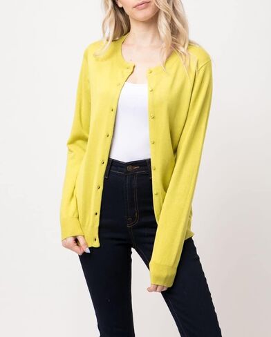 سترة نسائية كلاسيكية مريحة، قبة، زر جوهرة، نسيج ناعم، رقبة دائرية، كم طويل، مقاس نحيف (S-3XL) in Kuwait