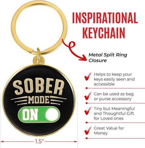 هدية رصانة للرجال أو النساء - سلسلة مفاتيح مرحة له أو لها، هدية تعافي للأشخاص الرصين على AA، NA - حلقة مفاتيح تهنئة نكتة للصديق أو أحد أفراد العائلة, أسود, Medium in Kuwait
