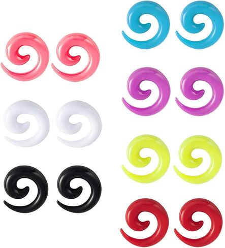 IPINK-12pcs مختلط اللون 1.6MM-00G Uv الاكريليك الحلزون الأذن التوصيل نقالة دوامة تفتق المتوسع مجموعة قياس in Kuwait