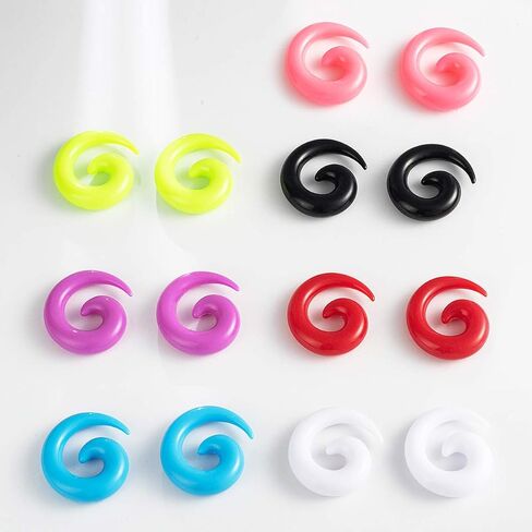 IPINK-12pcs مختلط اللون 1.6MM-00G Uv الاكريليك الحلزون الأذن التوصيل نقالة دوامة تفتق المتوسع مجموعة قياس in Kuwait