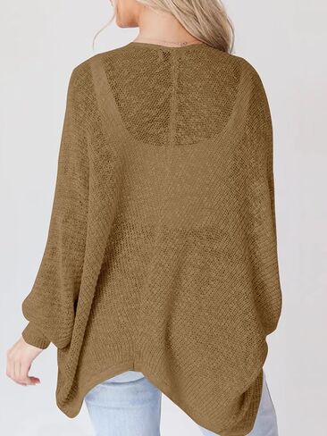 سترة كارديجان نسائية خفيفة الوزن كبيرة الحجم من Goranbon مفتوحة من الأمام وأكمام طويلة على شكل جناح الخفاش in Kuwait