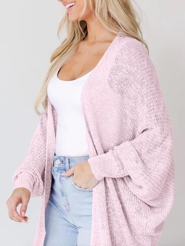 Goranbon Women's Oversized Lightweight Cardigan Sweaters Open Front Batwing Long Sleeve Kimono Cardigan in Saudi Arabia