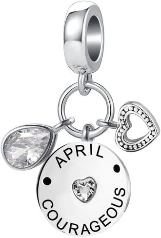Teardrop Birthstone Heart Charm Fit Pandora Bracelets Happy Birthday Love Bead for Women Mom in Kuwait