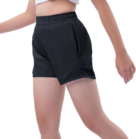 شورت رياضي للفتيات من DEVOROPA بدون بطانة خفيف الوزن ورياضي نشط لكرة السلة شورت للأطفال في صالة الألعاب الرياضية والتنزه سيرًا على الأقدام وجيب بسحاب in Kuwait